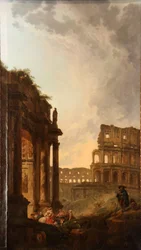 Passaggio di un gregge davanti al Colosseo e all